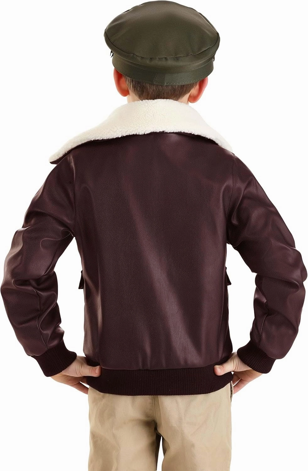 Kid's WW2 Fighter Pilot Costume Jacket and Hat - Boy's WW2 Aviator Bomber Jacket for Halloween Cosplay