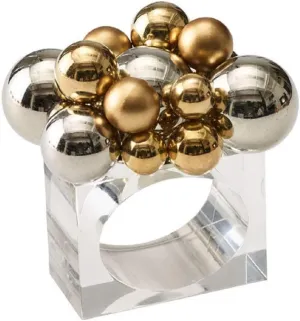 Kim Seybert Bauble Napkin Rings, Gold and Silver, Set of 4