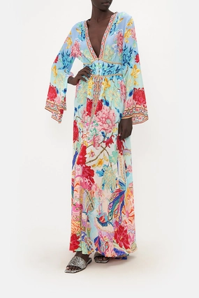 KIMONO SLEEVE DRESS WITH SHIRRING DETAIL GO STAG