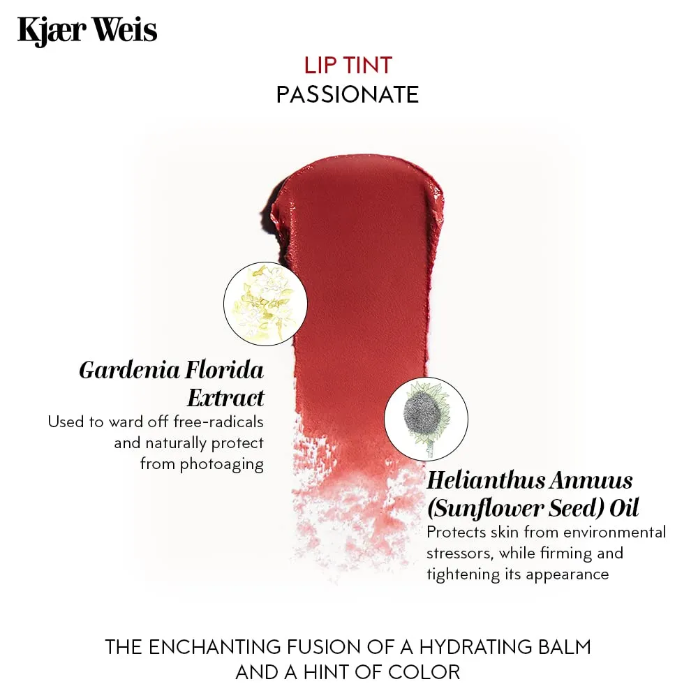 Kjaer Weis Lip Tint. Hydrating Nude Lip Color Makeup with Soft Satin Finish. Nourishing Ingredients for Long Lasting Lip Stain. Cruelty Free Clean Makeup