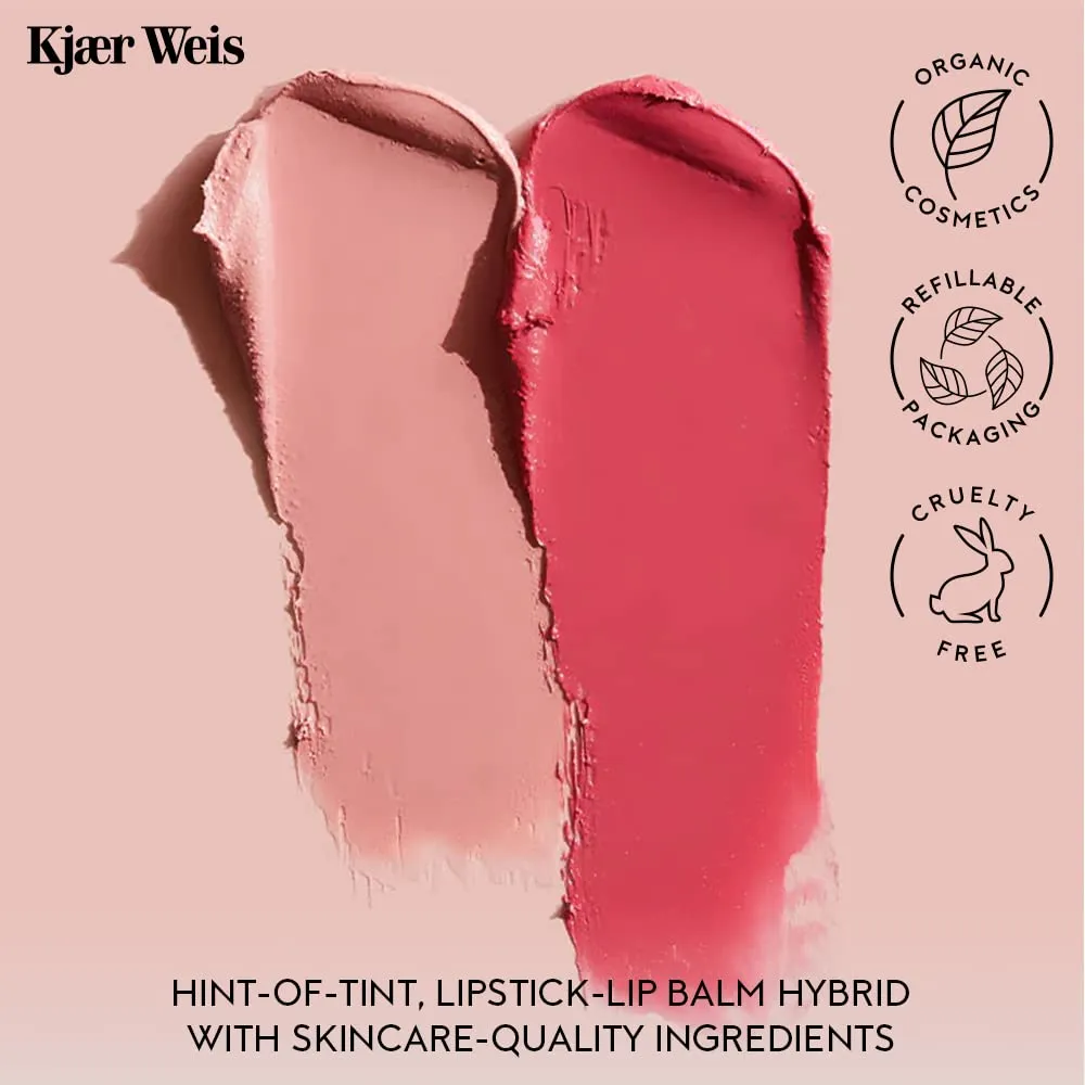 Kjaer Weis Lip Tint. Hydrating Nude Lip Color Makeup with Soft Satin Finish. Nourishing Ingredients for Long Lasting Lip Stain. Cruelty Free Clean Makeup