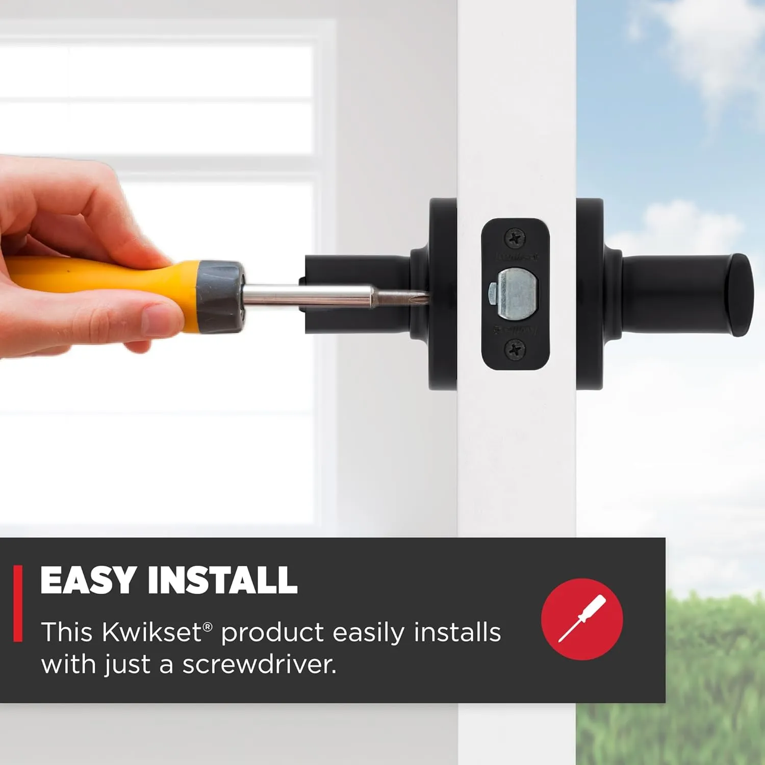Kwikset Breton Entry Door Handle with Lock and Key, Secure Keyed Reversible Lever Exterior, For Front Entrance and Bedrooms, Matte Black , Pick Resistant Smartkey Rekey Security and Microban