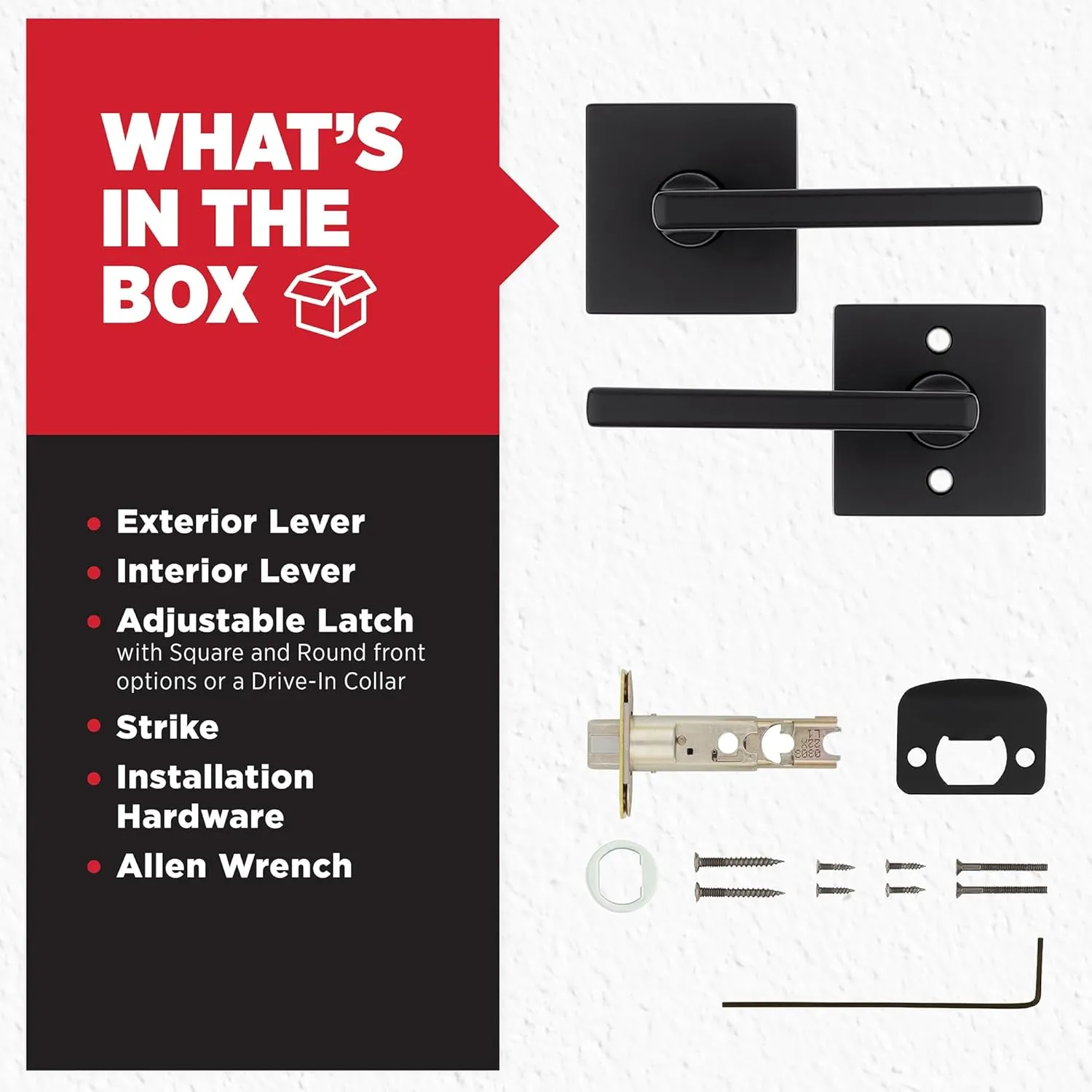 Kwikset Halifax Interior Passage Door Handle, Lever For Closet and Hallway Doors, Reversible Non-Locking Handle Lever, Matte Black, with Microban Protection, Square Rose