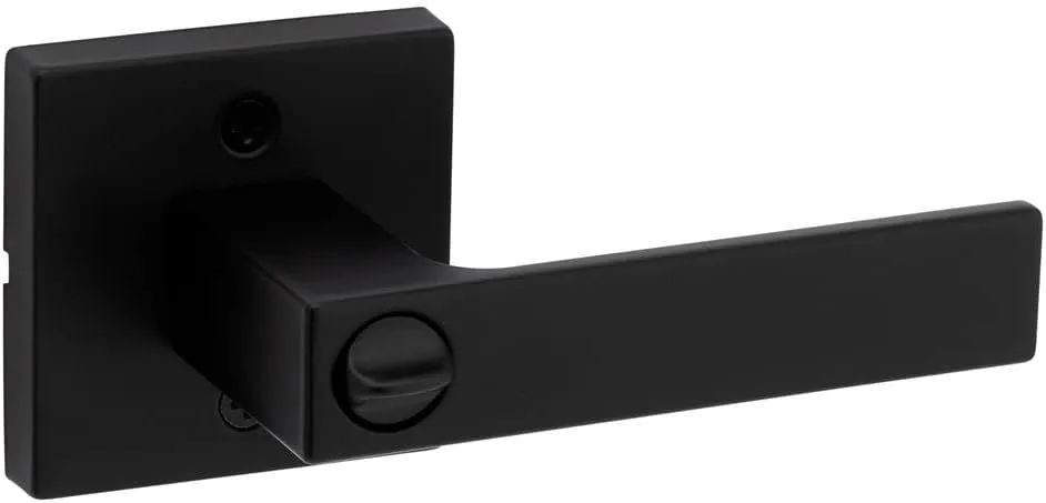 Kwikset Singapore Entry Door Handle with Lock and Key, Secure Keyed Reversible Lever Exterior, For Front Entrance and Bedrooms, Matte Black, Pick Resistant Smartkey Rekey Security and Microban