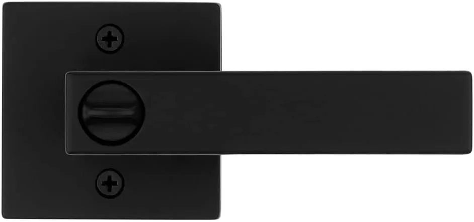 Kwikset Singapore Entry Door Handle with Lock and Key, Secure Keyed Reversible Lever Exterior, For Front Entrance and Bedrooms, Matte Black, Pick Resistant Smartkey Rekey Security and Microban