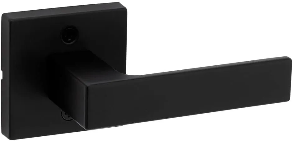 Kwikset Singapore Interior Passage Door Handle, Lever For Closet and Hallway Doors, Reversible Non-Locking Handle Lever, Matte Black, with Microban Protection