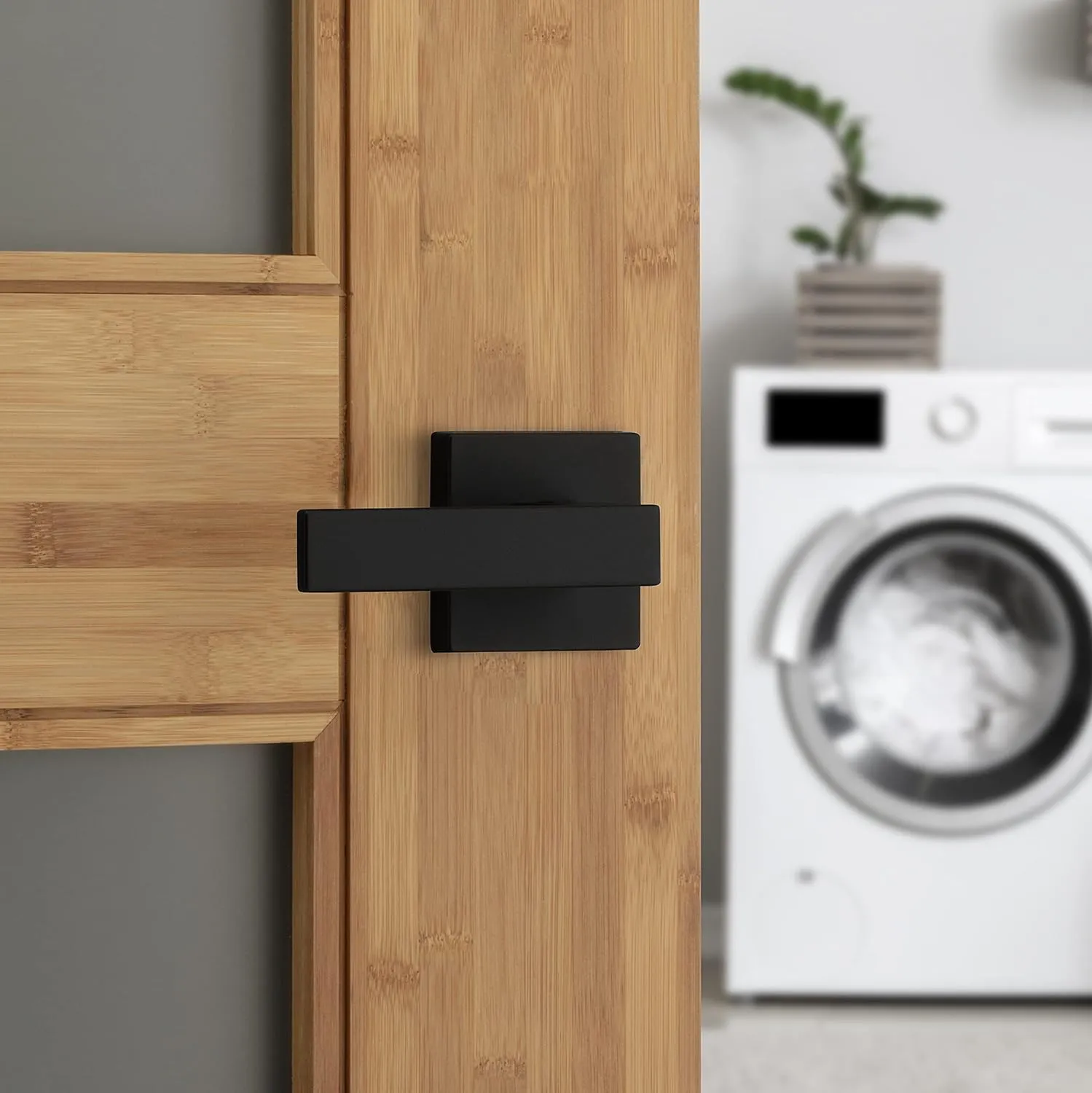Kwikset Singapore Interior Passage Door Handle, Lever For Closet and Hallway Doors, Reversible Non-Locking Handle Lever, Matte Black, with Microban Protection