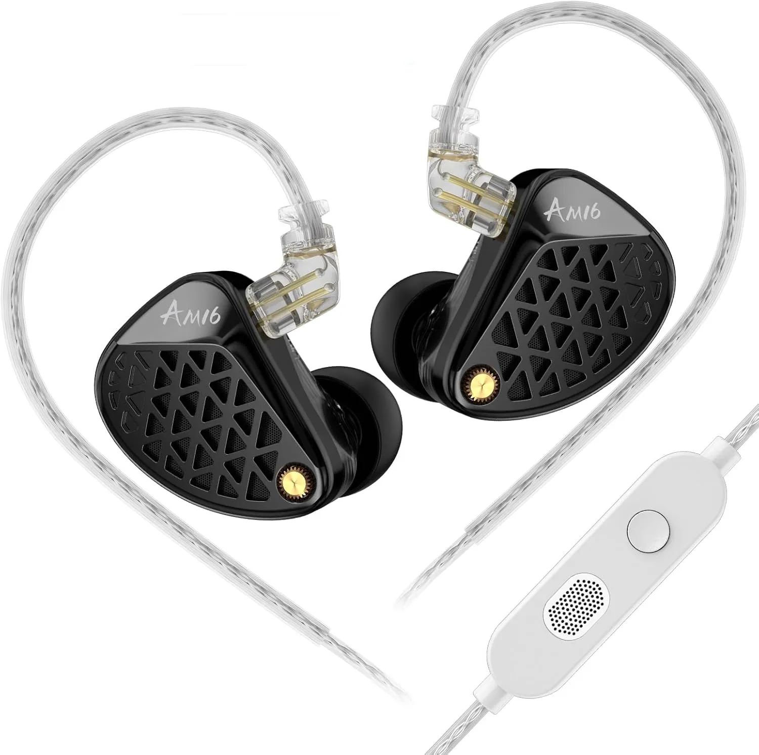 KZ AM16 in Ear Monitor Headphones 16BA Drivers HiFi IEM Earphones High Clarity Gaming Earbuds Clarity in All Frequency Stereo Sound Comfortable Headphones for Musicians (Deep Base, Mic)