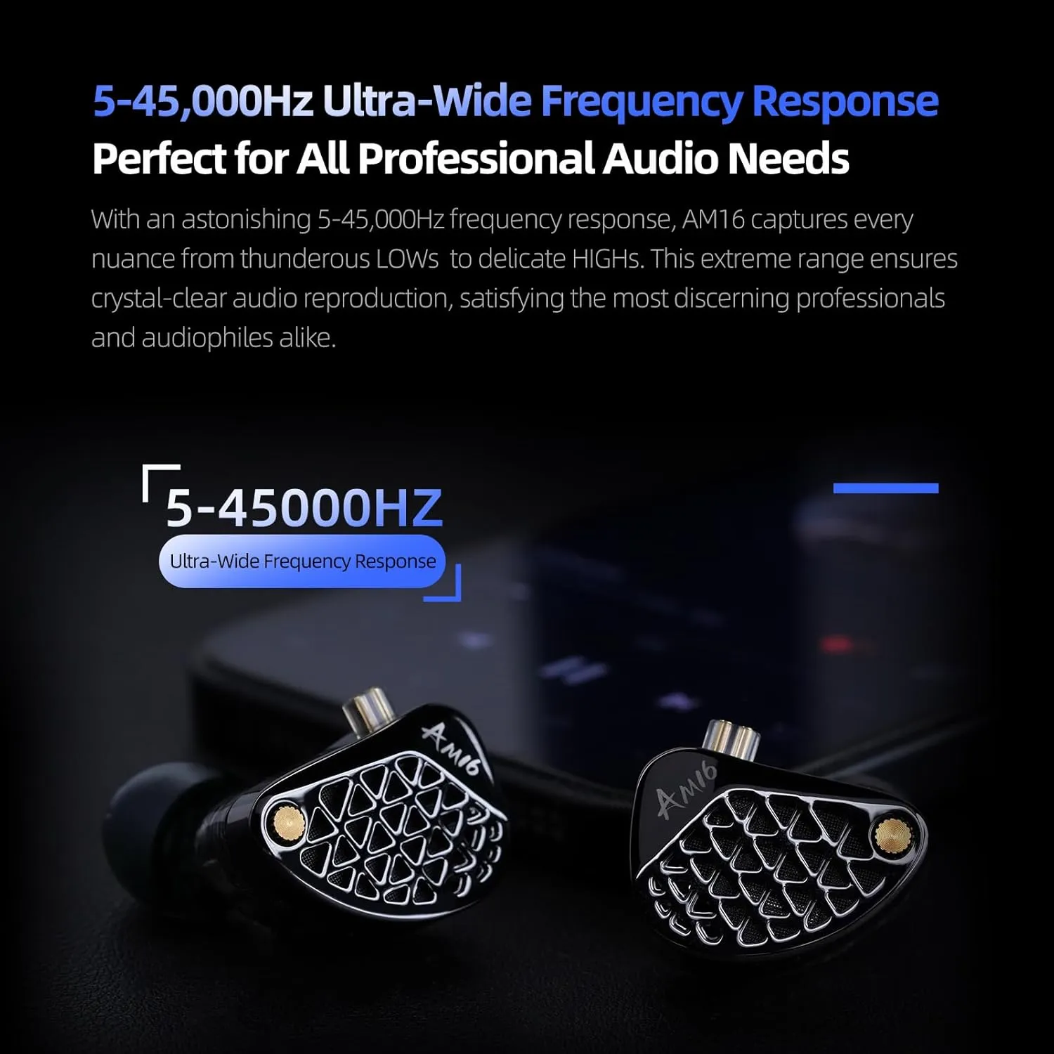 KZ AM16 in Ear Monitor Headphones 16BA Drivers HiFi IEM Earphones High Clarity Gaming Earbuds Clarity in All Frequency Stereo Sound Comfortable Headphones for Musicians (Deep Base, Mic)
