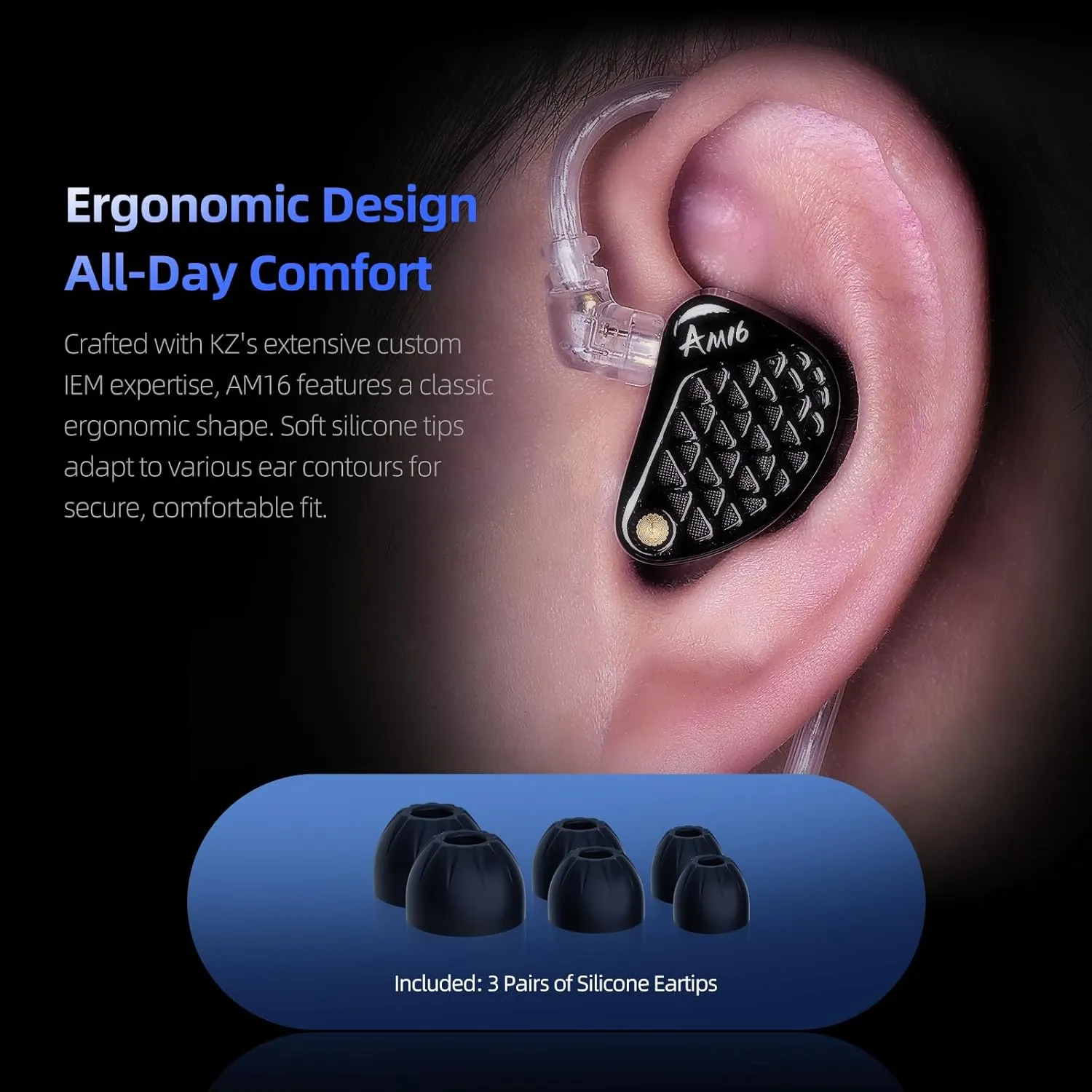 KZ AM16 in Ear Monitor Headphones 16BA Drivers HiFi IEM Earphones High Clarity Gaming Earbuds Clarity in All Frequency Stereo Sound Comfortable Headphones for Musicians (Deep Base, Mic)