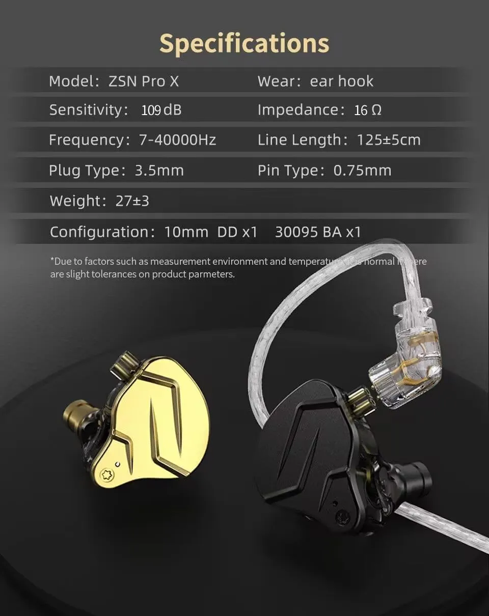 KZ ZSN PRO X IEM Earphones Dual Driver in Ear Monitor 1BA 1DD Wired Earphones HiFi Gaming Earbuds for Phone Computer Tablet