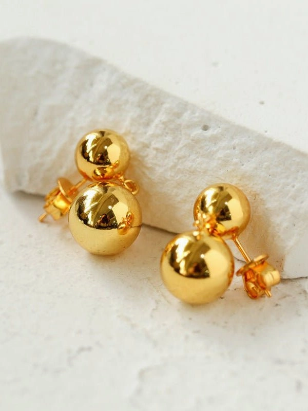 Large & Small Gold Balls Earrings