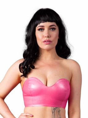 Latex Bandeau Bra in Fuchsia