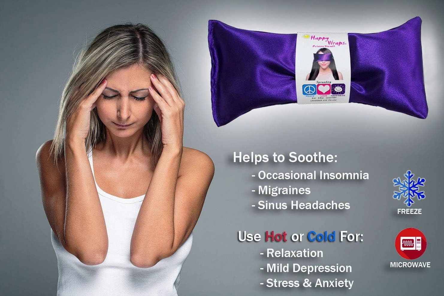 Lavender Eye Pillow - Hot Cold Weighted Eye Pillows for Yoga, Sleep, Relaxation, Stress, Migraine Relief - Aromatherapy Gifts for Women, Birthday, Teachers, Made in USA by Happy Wraps - Hot Pink
