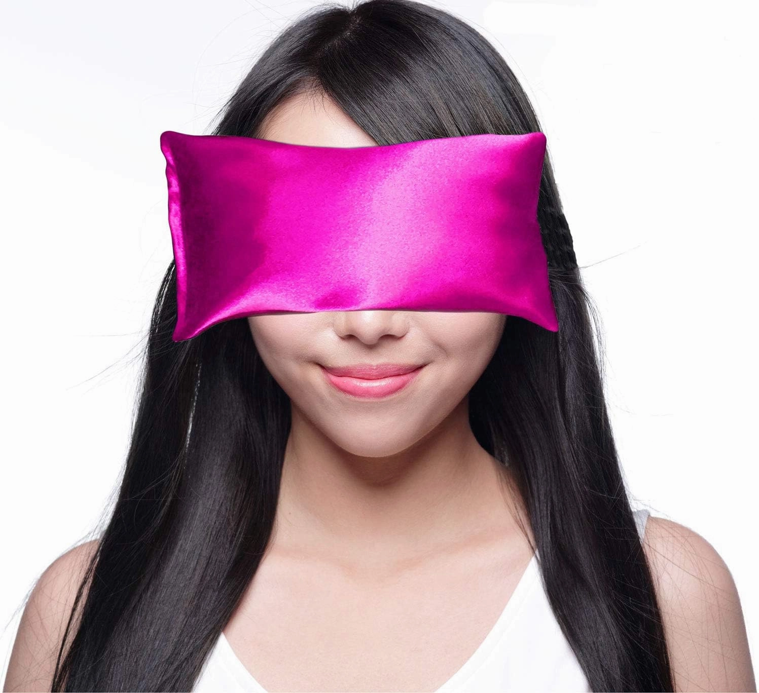 Lavender Eye Pillow - Hot Cold Weighted Eye Pillows for Yoga, Sleep, Relaxation, Stress, Migraine Relief - Aromatherapy Gifts for Women, Birthday, Teachers, Made in USA by Happy Wraps - Hot Pink