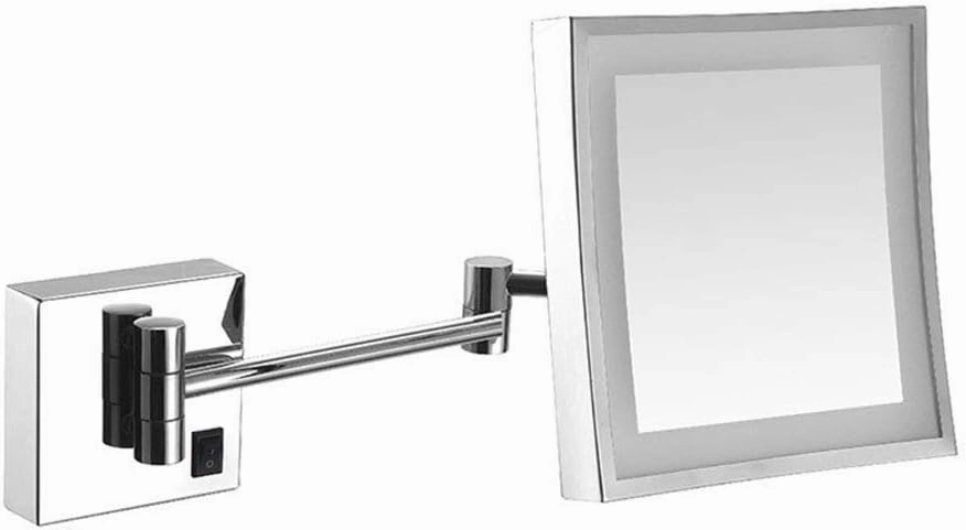 Led 3X Magnifying Makeup Mirror Lighted Vanity Bathroom Square Mirror with 360 Degree Swivel Rotation, Flexible Gooseneck, and Locking Suction, for Bathroom