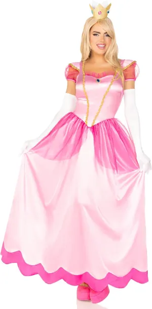 Leg Avenue Women's 2 Pc Classic Pink Princess Costume with Satin Gown, Crown Headband