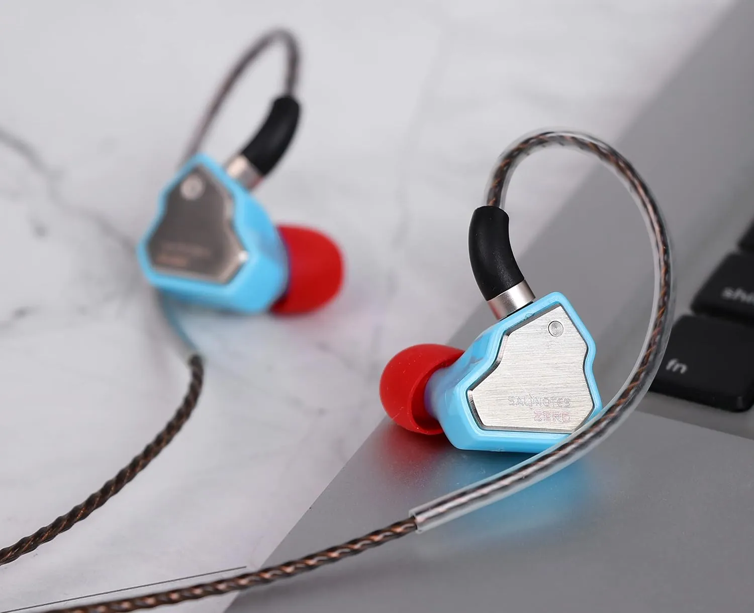 Linsoul 7Hz Salnotes Zero HiFi 10mm Dynamic Driver in-Ear Earphone IEM with Metal Composite Diaphragm Stainless Steel Faceplate Detachable 2Pin OFC Cable (Blue, Without Mic)