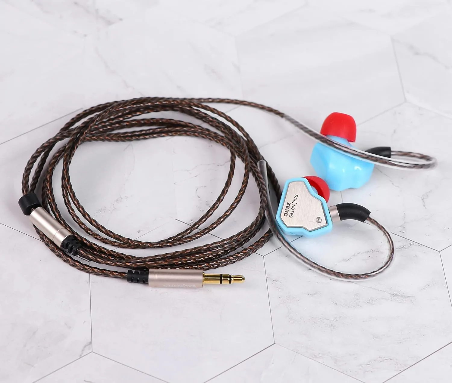 Linsoul 7Hz Salnotes Zero HiFi 10mm Dynamic Driver in-Ear Earphone IEM with Metal Composite Diaphragm Stainless Steel Faceplate Detachable 2Pin OFC Cable (Blue, Without Mic)