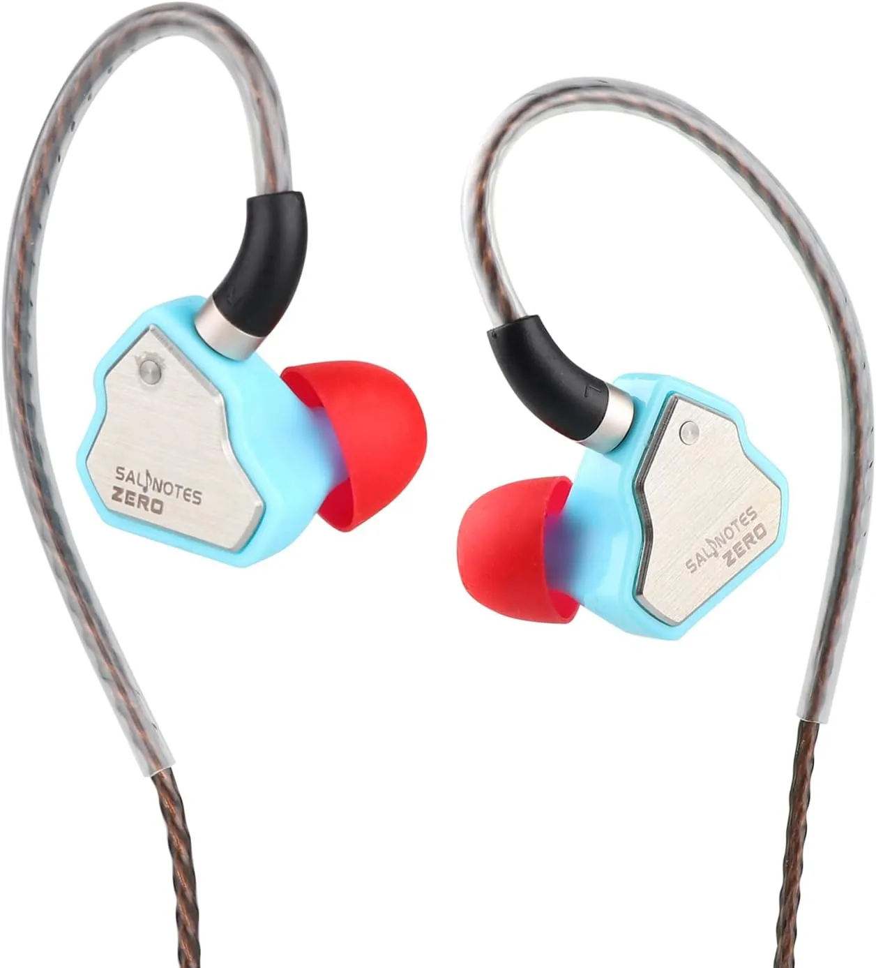 Linsoul 7Hz Salnotes Zero HiFi 10mm Dynamic Driver in-Ear Earphone IEM with Metal Composite Diaphragm Stainless Steel Faceplate Detachable 2Pin OFC Cable (Blue, Without Mic)