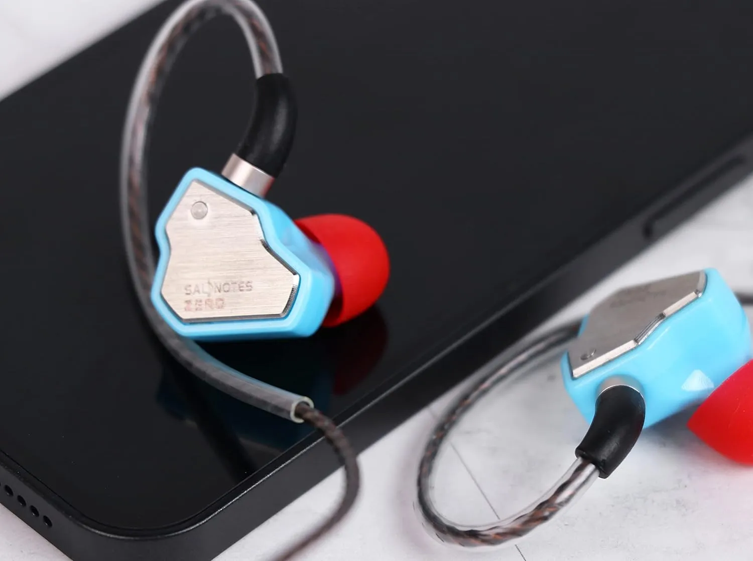 Linsoul 7Hz Salnotes Zero HiFi 10mm Dynamic Driver in-Ear Earphone IEM with Metal Composite Diaphragm Stainless Steel Faceplate Detachable 2Pin OFC Cable (Blue, Without Mic)