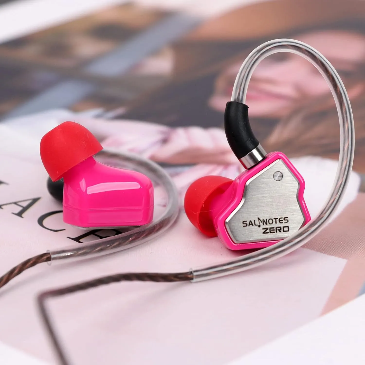 Linsoul 7Hz Salnotes Zero HiFi 10mm Dynamic Driver in-Ear Earphone IEM with Metal Composite Diaphragm Stainless Steel Faceplate Detachable 2Pin OFC Cable (Rose, Without Mic)