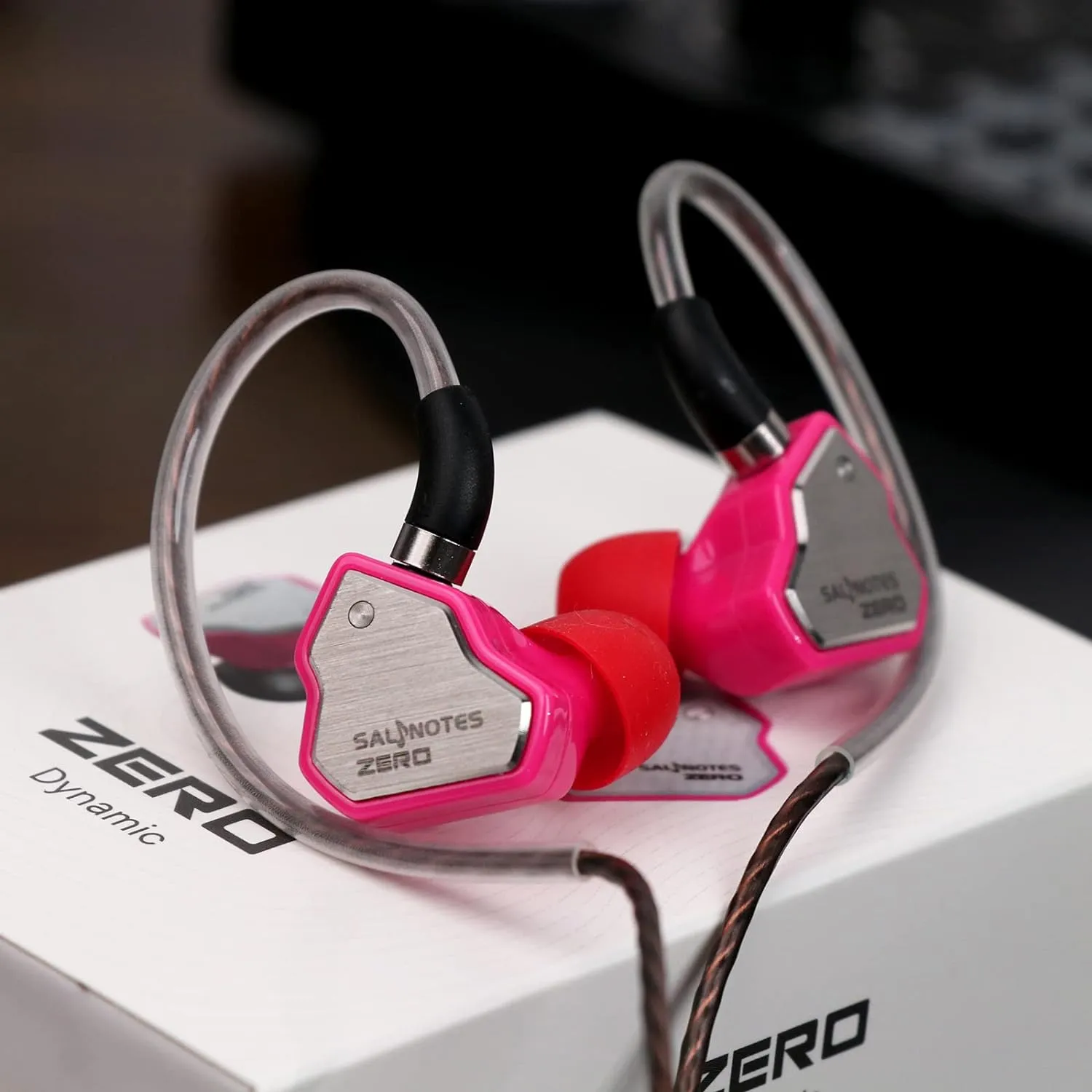 Linsoul 7Hz Salnotes Zero HiFi 10mm Dynamic Driver in-Ear Earphone IEM with Metal Composite Diaphragm Stainless Steel Faceplate Detachable 2Pin OFC Cable (Rose, Without Mic)