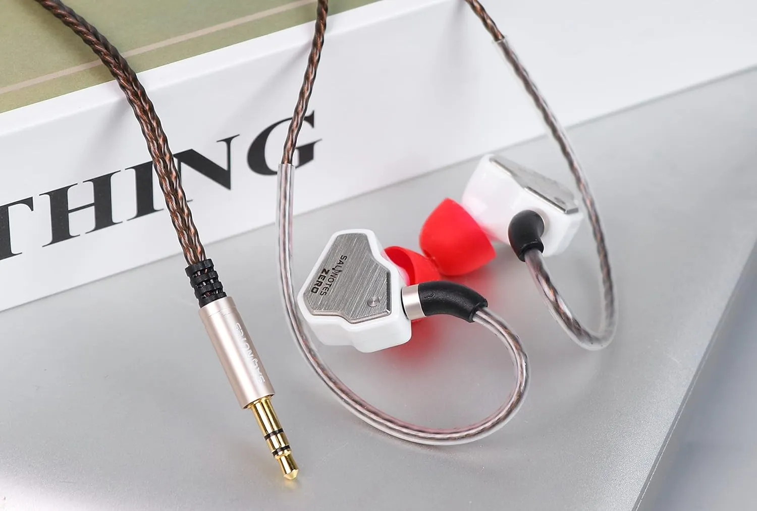 Linsoul 7Hz Salnotes Zero HiFi 10mm Dynamic Driver in-Ear Earphone IEM with Metal Composite Diaphragm Stainless Steel Faceplate Detachable 2Pin OFC Cable (White, Without Mic)