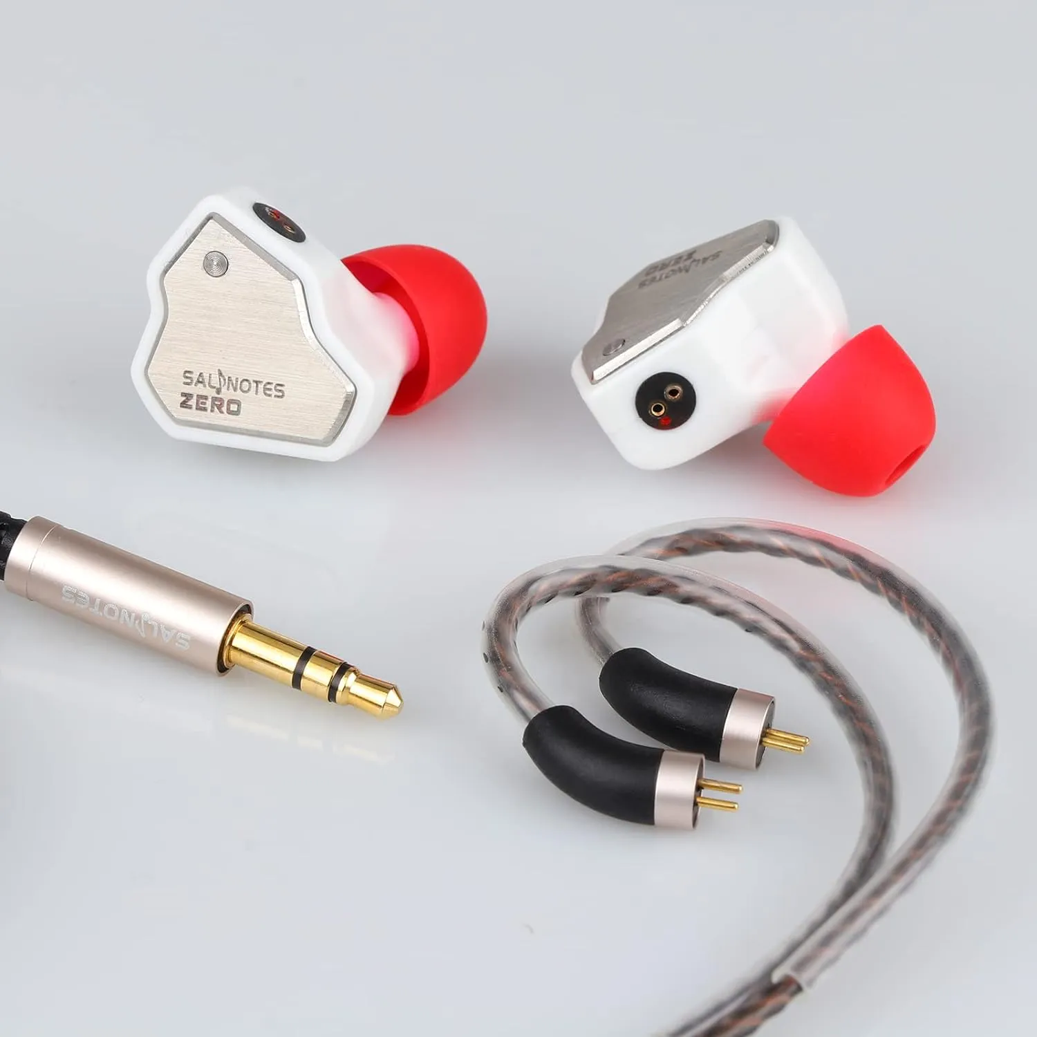 Linsoul 7Hz Salnotes Zero HiFi 10mm Dynamic Driver in-Ear Earphone IEM with Metal Composite Diaphragm Stainless Steel Faceplate Detachable 2Pin OFC Cable (White, Without Mic)