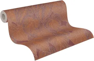 Livingwalls Daniel Hechter 7 Non-Woven Wallpaper Floral 10.05 m x 0.53 m - Red, Orange, Purple, Gold, Metallic - Wallpaper Leaves - 781284