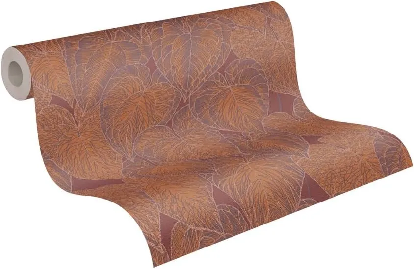 Livingwalls Daniel Hechter 7 Non-Woven Wallpaper Floral 10.05 m x 0.53 m - Red, Orange, Purple, Gold, Metallic - Wallpaper Leaves - 781284