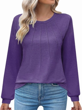 Long Sleeve Shirts for Women Tunic Tops for Women Loose Fit Dressy Crew Neck Pullover Basic Y2K Blouse