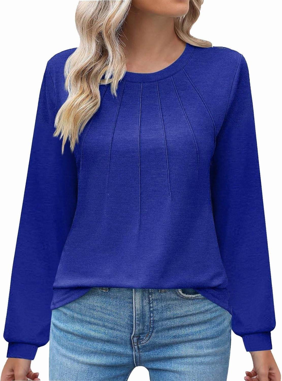 Long Sleeve Shirts for Women Tunic Tops for Women Loose Fit Dressy Crew Neck Pullover Basic Y2K Blouse