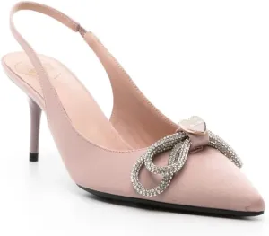 Love Moschino Women's Powder Satin Rhinestone Bow Slingback Pumps Shoes (Powder, US Footwear Size System, Adult, Women, Numeric, Medium, 9)