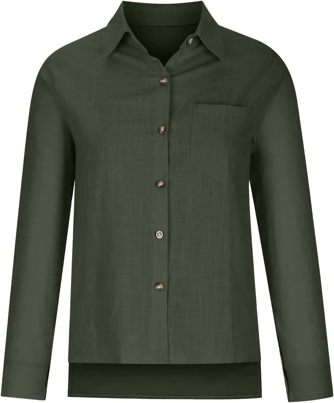 LRMQS Linen Shirts for Women Summer Long Sleeve Lapel Button Down Blouse Lightweight Gauze Loose Casual Fashion Shirt Clothes