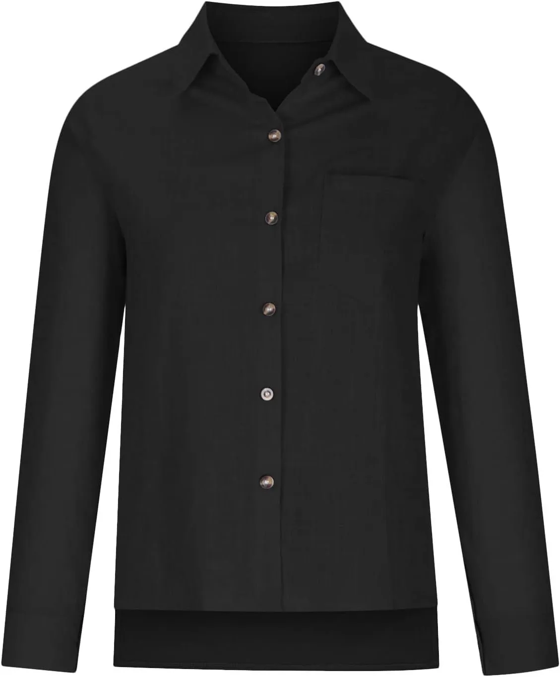 LRMQS Linen Shirts for Women Summer Long Sleeve Lapel Button Down Blouse Lightweight Gauze Loose Casual Fashion Shirt Clothes
