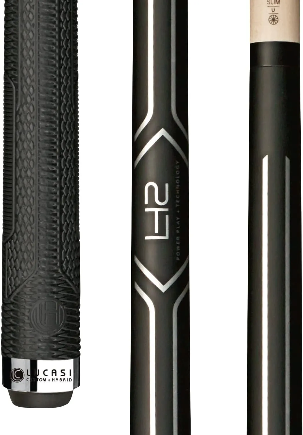 LUCASI LHC14-19K LHC14 Pool Cue Stick Matte Black and Metallic Silver Uni-loc Kamui Soft, Black