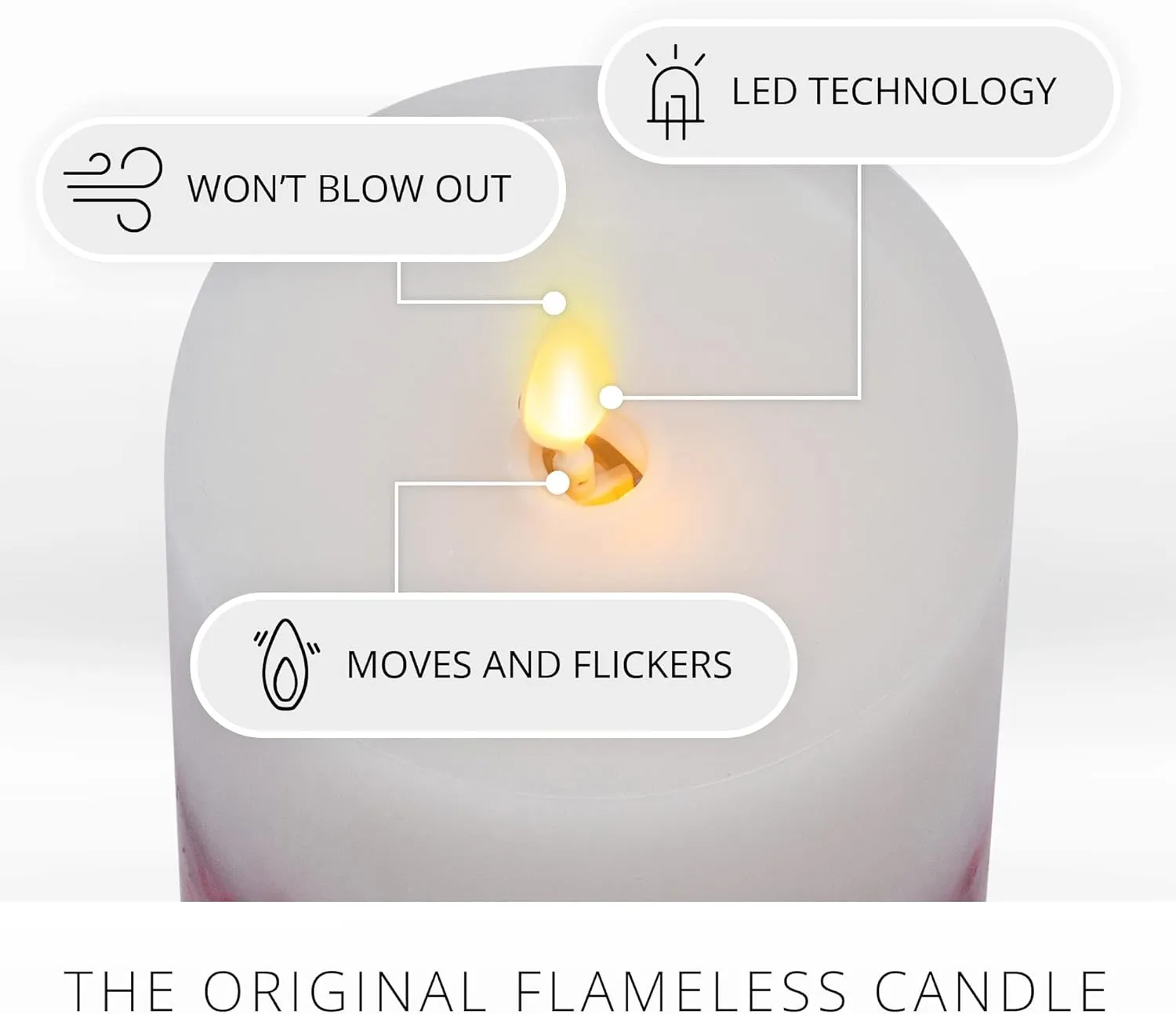 Luminara Flameless LED Candle Rowan Berries Embedded Real Wax Moving Flame Pillar Unscented with Recessed Edge, Remote Ready, Timer (3.5 x 4.5 inch)
