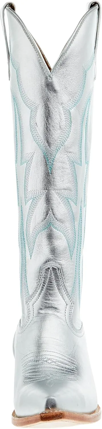 Macie Bean Ladies Silver Bullet, 15" Silver Metallic cowgirl boot