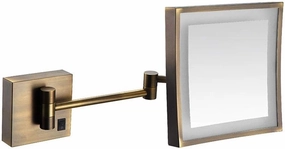Makeup Mirror Lighted Vanity Bathroom Square Mirror with 360 Degree Swivel Rotation Flexible Gooseneck and Locking Suction (Color : Antique Color, Size : USB)