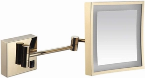 Makeup Mirror Lighted Vanity Bathroom Square Mirror with 360 Degree Swivel Rotation, Flexible Gooseneck, and Locking Suction (Color : Gold, Size : USB)