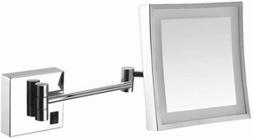 Makeup Mirror Lighted Vanity Bathroom Square Mirror with 360 Degree Swivel Rotation Flexible Gooseneck and Locking Suction (Color : Silver, Size : USB)
