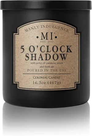 Manly Indulgence 5 O'Clock Shadow Scented Jar Candle, Cotton Wick, Premium Soy Blend White Wax, 60 hr Burn, Matte Black Jar Candle for Home and Men, 16.5 oz - USA Poured