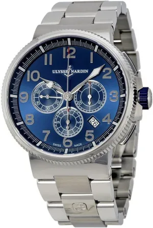 Marine Chronograph Metallic Blue Dial Stainless Steel Mens Watch 1503-150-7M-63