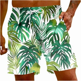 Matching Vacation Outfits for Family Loose Short Printed Floral Beach Casual Pants Shorts Power Shorts Mens Swim