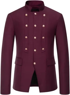 Men Court Prince Suit Jacket Stand Collar Slim Fit Blazers Wedding Groom Party Dinner Costume