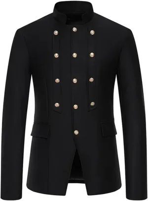 Men Court Prince Suit Jacket Stand Collar Slim Fit Blazers Wedding Groom Party Dinner Costume