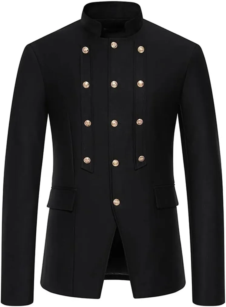 Men Court Prince Suit Jacket Stand Collar Slim Fit Blazers Wedding Groom Party Dinner Costume