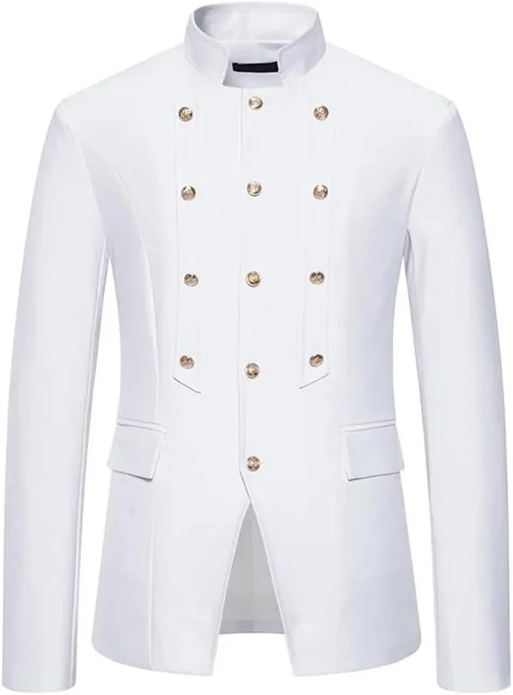 Men Court Prince Suit Jacket Stand Collar Slim Fit Blazers Wedding Groom Party Dinner Costume