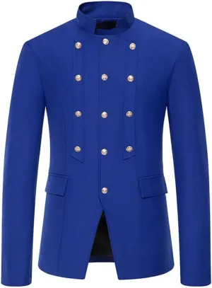 Men Court Prince Suit Jacket Stand Collar Slim Fit Blazers Wedding Groom Party Dinner Costume